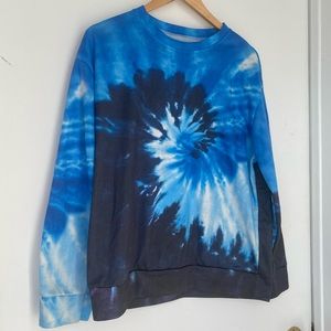 Blue and Black Tie-Dye Long Sleeve Sweater. Size Medium.